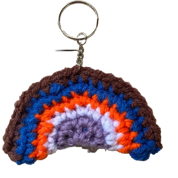 Keychain Rainbow Crochet Pride Charm 3.5 x 2.5 inches - Picture 1 of 10